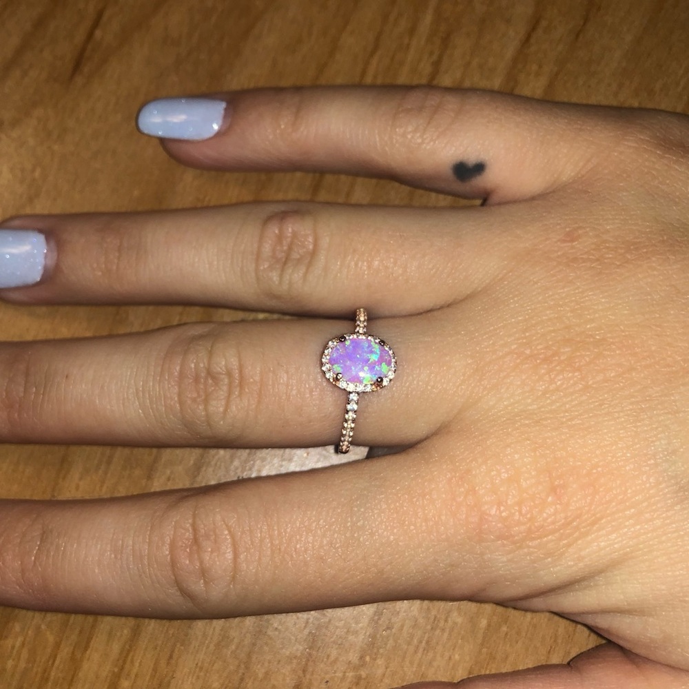 Pink Fire Opal Ring Rose Gold